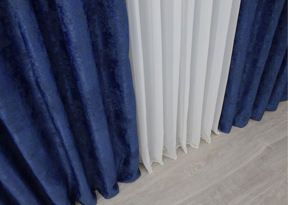 Комплект готових штор VR-Textil Жакард Sultan YL № 1483ш Синій 150х270 см 2 шт (33-0352) Київ - фото 7