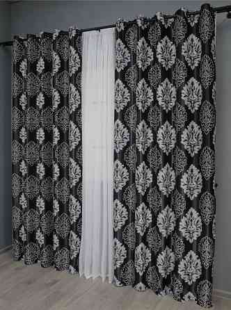 Комплект штор на люверсах VR-Textil Блекаут-софт Корона № 1273ш(А) Чорний із сірим 150х250 см 2 шт (37-0020) Київ