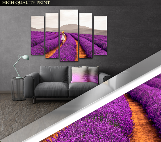 Модульна картина у вітальню / спальню Лавандове поле Art-399_5 ( 80х118см ) Київ