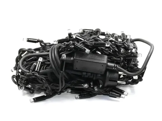 Гірлянда Дощ чорний провід 3,3мм з вилкою прозора циліндрична лампа вулична 120LED (теплий білий) 120-SHORT-CURTAIN-WW-2N Одеса