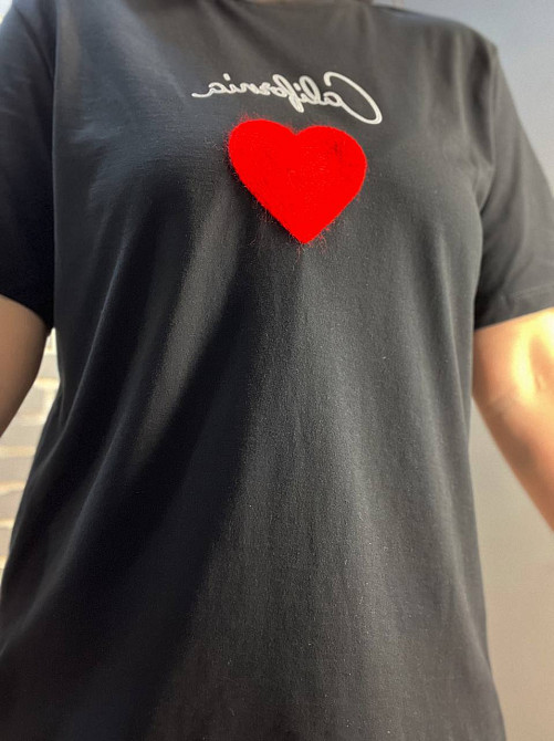 Футболка жіноча Pepper&mint BX24-34 з вишивкою червоне серце чорна, чорний, M Одеса - фото 6