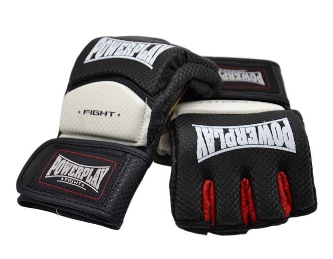 Рукавиці для MMA PowerPlay 3075 Чорні-Білі M (капа в подарунок) Каменское - изображение 10
