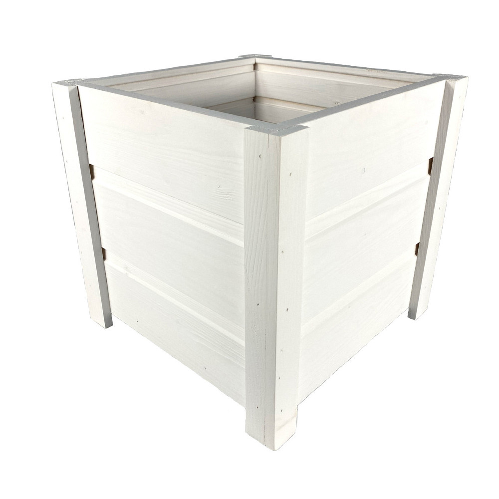 Ящик садовий декоративний для квітів або для зберігання речей з натурального дерева 26х26х27 см Білий Кам'янець-Подільський - фото 2
