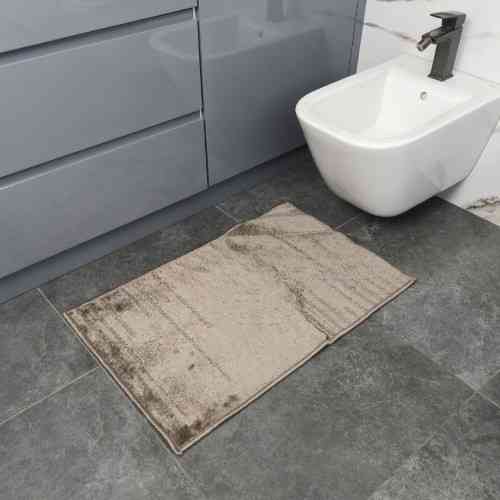 Набір килимків для ванної кімнати 2шт 50*80см+40*50см U-виріз Полоса Smile бежевий поліпропілен Дариана Житомир