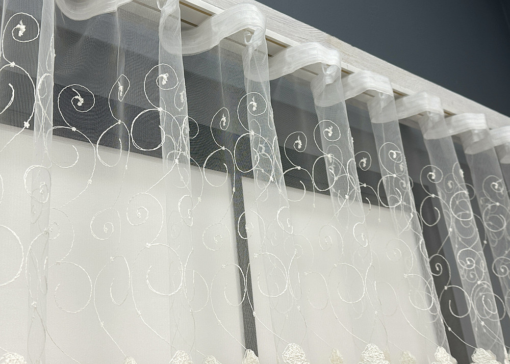 Тюль VR-Textil 1894т Фатин з вишивкою та люрексом Бежевий 300х170 см (40-261) Київ - фото 7