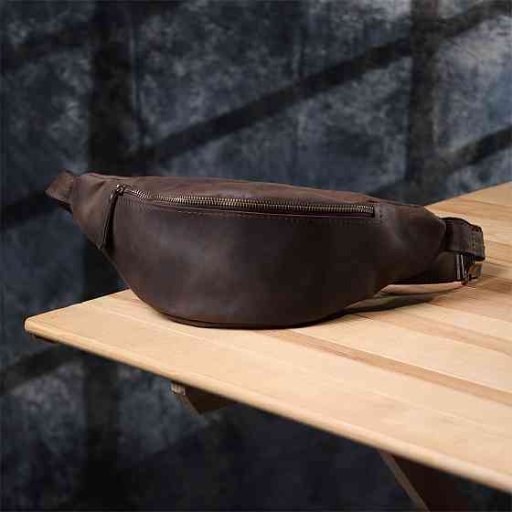 Добротна сумка бананка для чоловіків з натуральної шкіри вінтажної Коричневий (SHVIGEL) Київ