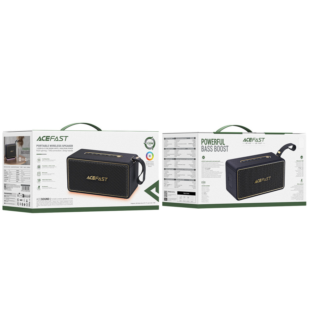 Портативная колонка ACEFAST K3 Ultra portable wireless speaker Black Одесса - изображение 2
