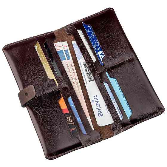 Гаманець вертикальний зі шкіри Алькор SHVIGEL 16202 Коричневий Київ