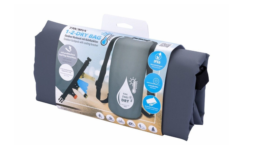 Сумка-рюкзак водонепроникний Troika 10 л IPX6 з функцією охолодження (Сірий) Вінниця - фото 5