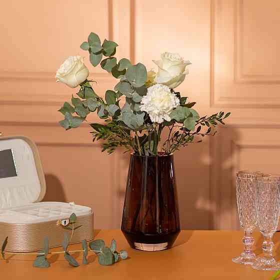 Ваза для цветов стеклянная 22 см стеклянная из цветного стекла 1.7 л Коричневая HP-10-26 Киев