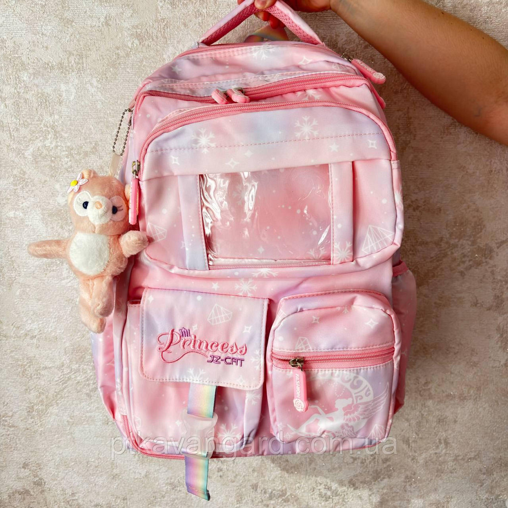 Рюкзак школьный подростковый (ортопедическая спинка, брелок) розовый C 65508 Хмельницкий - изображение 1