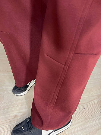 Штаны женские A-N 25061 спортивные широкие Baggy с карманами и шнурком трикотажные бордовые, бордовы Одесса - изображение 4