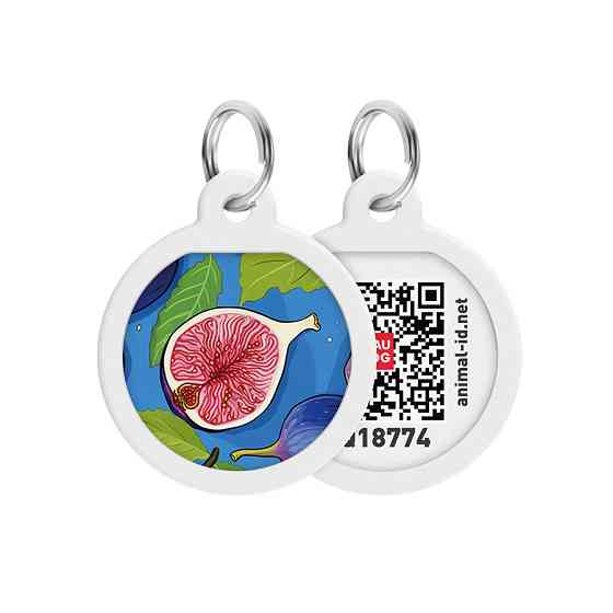 Адресник для собак і котів металевий WAUDOG Smart ID з QR паспортом, малюнок "Інжир", коло, Д 25 мм Київ