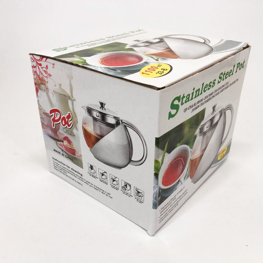 Скляний чайник з фільтром для заварювання чаю UNIQUE UN-1164 1.10 л, Заварний чайник скляний з ручкою HR-15 Львів - фото 7