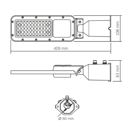 LED Ліхтар вуличний IP65 30W 3300Lm 5000К 220V SLE17 Videx Житомир
