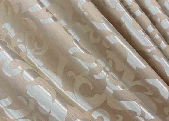 Комплект штор VR-Textil Жакард Вензель 100х270 2шт і Тюль 400х270 416ш-1147т Бежевий з білим 71-100/2 Київ