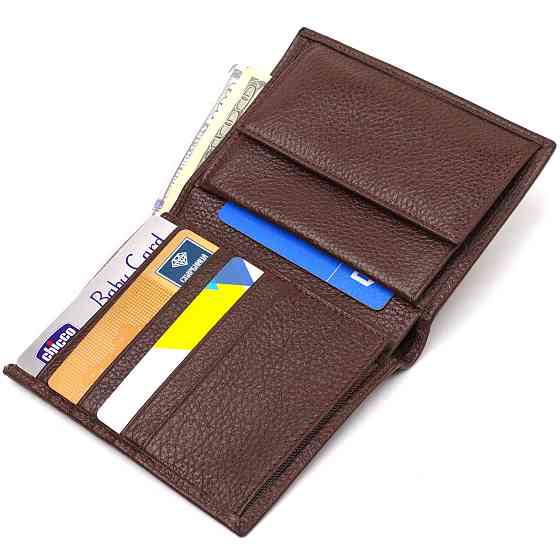 Мужской современный кошелек вертикального формата из натуральной кожи CANPELLINI 21756 Коричневый Киев