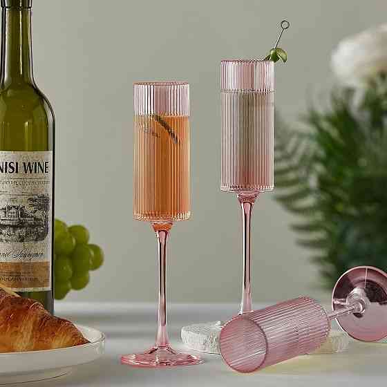 Бокал для шампанского и игристых вин 165 мл, 1 шт,многоразовый, пластиковый,прочный для вина и напитков прозрачно-розовый Каменец-Подольский