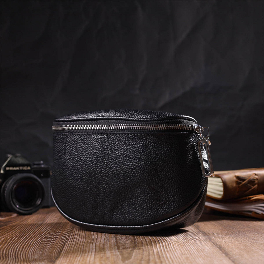 Оригінальна жіноча сумка через плече з натуральної шкіри 22122 Vintage Чорна Київ - фото 6