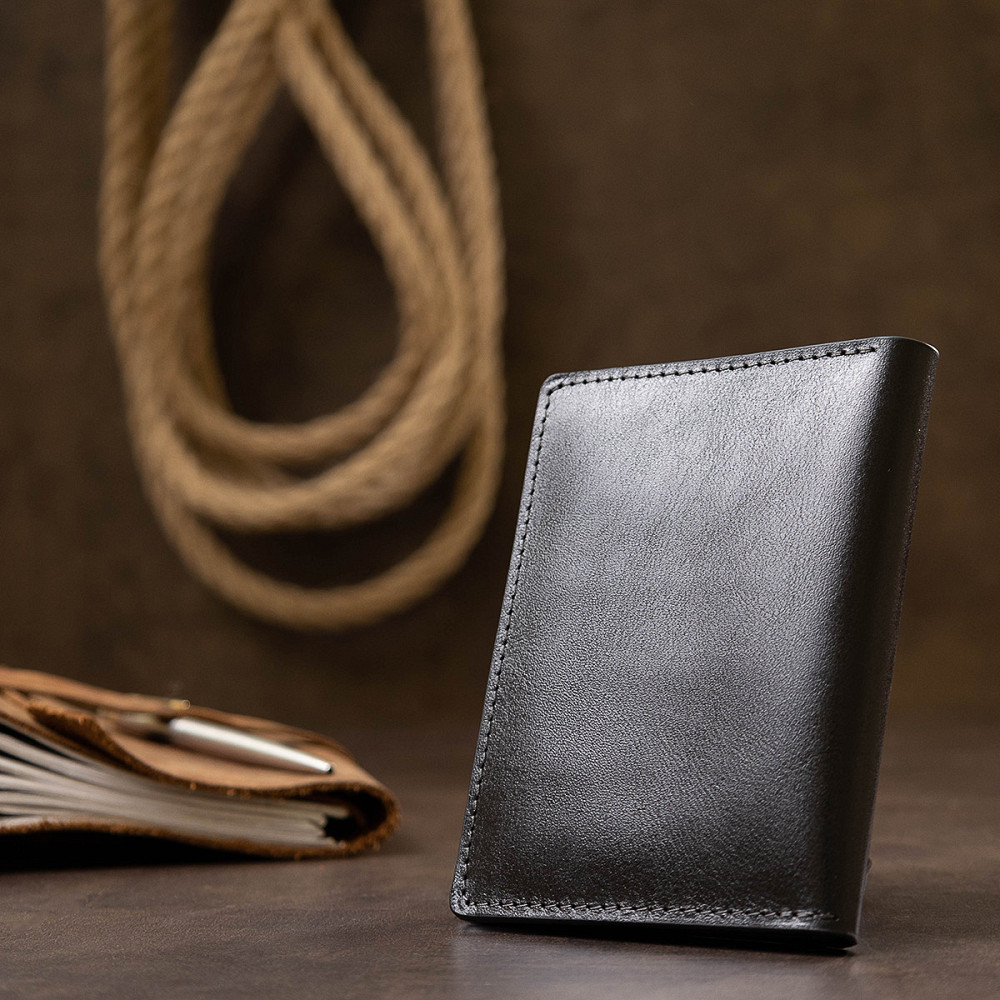 Шкіряна обкладинка для документів GRANDE PELLE 11401 Чорний Київ - фото 3