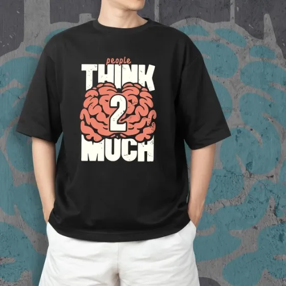 Футболка чоловіча з  принтом People Think 2 Much Розмір 48 Anime0132 Дніпро