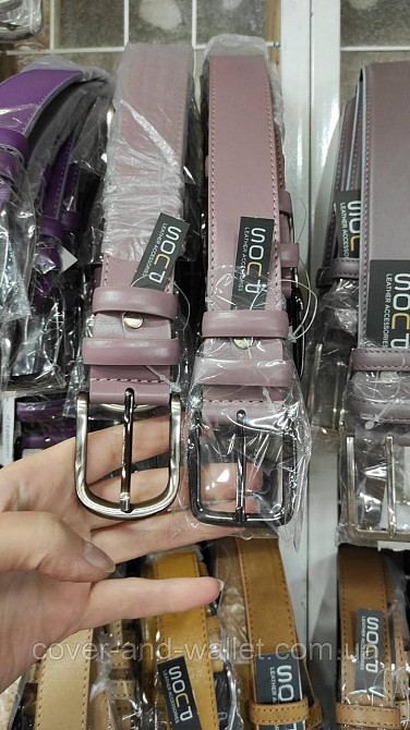 Красивий пудровий жіночий ремінь із натуральної шкіри 35мм PS Leather Київ - фото 6