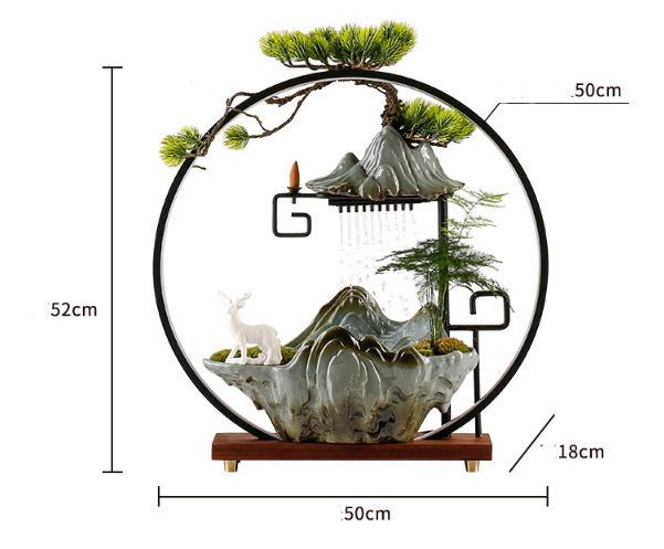 Декоративный водопад 52х50 см БОЛЬШОЙ, фонтан, увлажнитель воздуха, светильник 5в1!! ТУЧКА с птичками Кременчуг - изображение 9