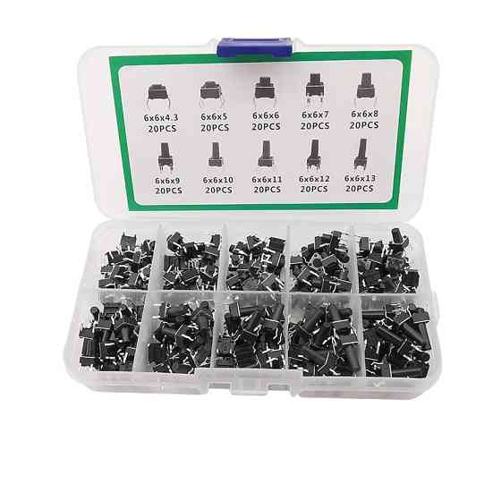 Набор тактовых кнопок 200 шт, 6x6 мм, 4 контакта Киев