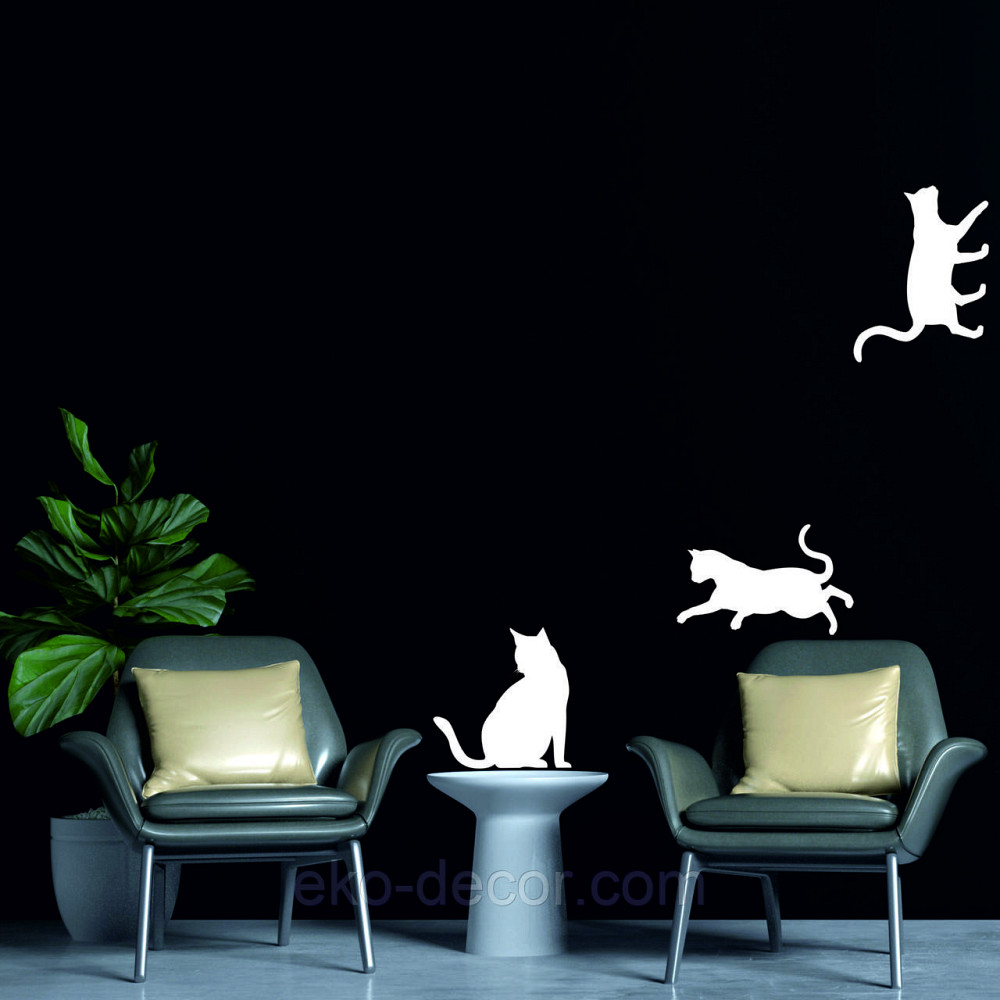 Декоративне настінне Панно «Коти», Декор на стіну 90*70 см. (3 шт.), Білий Київ - фото 6