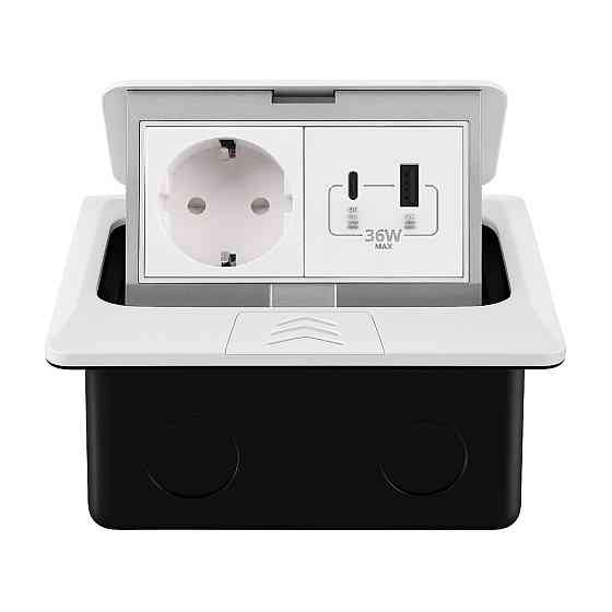 LIVOLO Розетка підлогова подвійна LIVOLO біла, вбудована у підлогу, з USB-A і USB Type-C 36 Вт, Киев