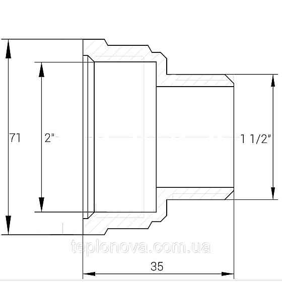 Переходник редукционный латунный 2″ВР х 1 1/2″НР штампованный А0633А VA Черновцы