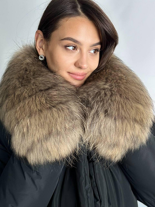 Женский зимний черный пуховик Aria Raccoon с натуральным мехом енота Харьков - изображение 10