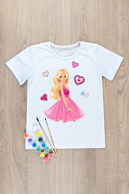 Футболка-раскраска детская Барби, Крохатушка одяг 116 Киев - изображение 1