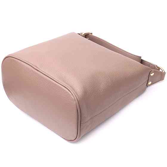 Практичная женская сумка с одной длинной ручкой из натуральной кожи Vintage 22306 Бежевая Киев