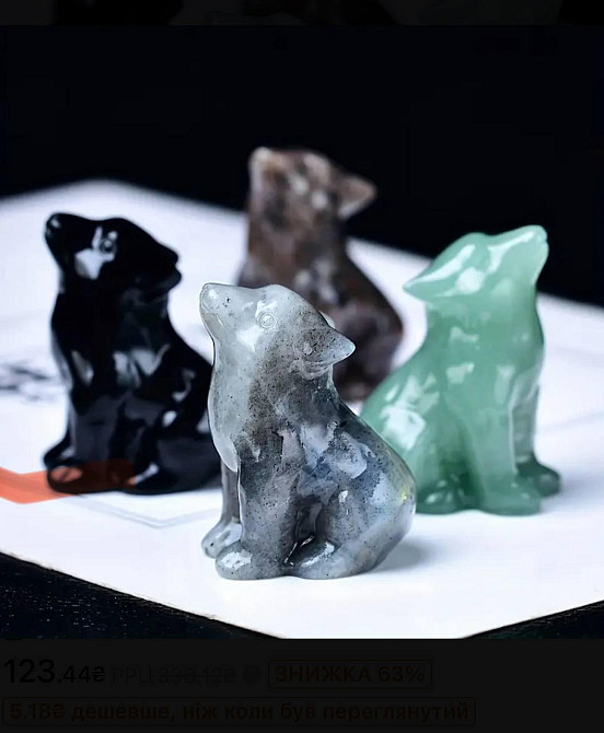 Фігурка вовка з обсидіану 3 см – оберіг сили, захисту та інтуїції Київ - фото 2