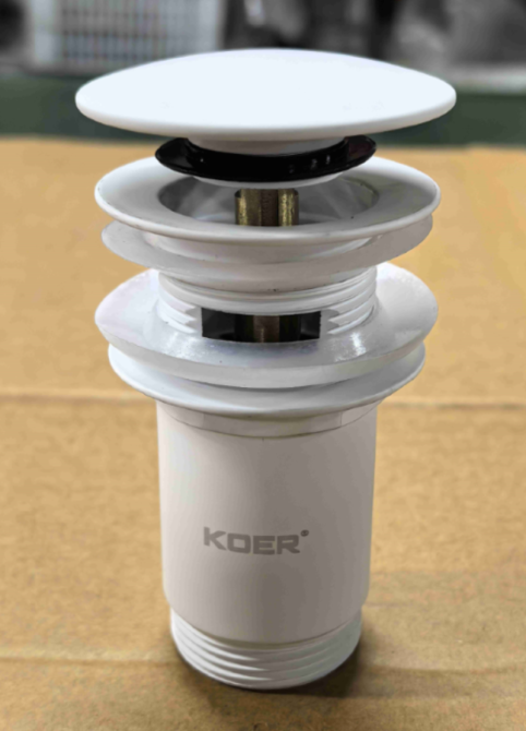 Донный клапан для раковины Koer PW-07-03 1 1/4'' с переливом автоматический СLICK-СLACK (Цвет белый) (KR5783) Киев - изображение 3