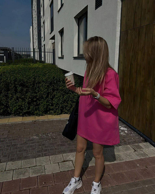 Жіноча стильна повсякденна сукня-футболка турецька двонитка Малина Одеса - фото 2