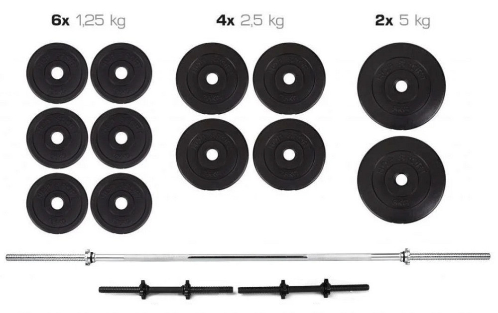 Комплект 40 кг | Штанга складальна 1.8 м пряма + Гантелі 45 см розбірні Київ - фото 2