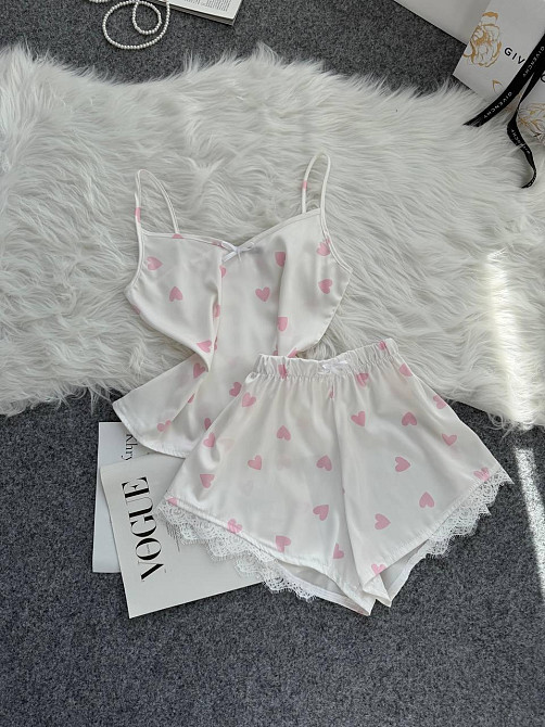 Женская базовая повседневная домашняя шелковая пижама с кружевом Черный, 44/46 Одесса - изображение 3