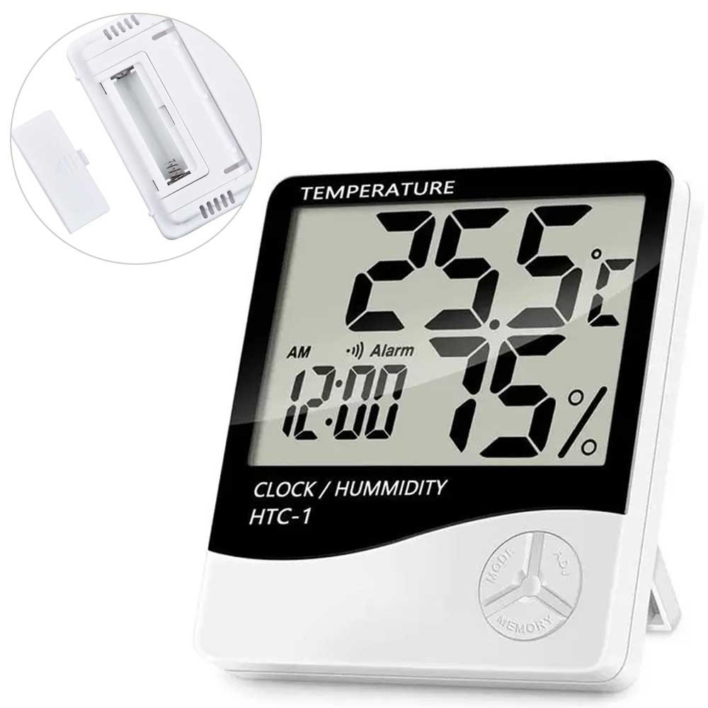 Електронний кімнатний Термометр / Цифровий термометр з годинником / Настільний термометр-гігрометр з будильником Київ - фото 1