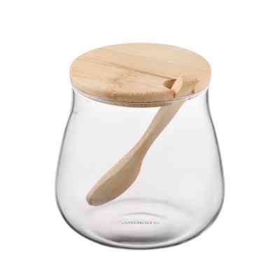 Емкость для сыпучих продуктов Ardesto Midori Sugar 500мл, скло, бамбук, прозорий (AR1350BHB) Вінниця
