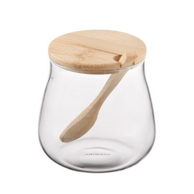 Емкость для сыпучих продуктов Ardesto Midori Sugar 500мл, скло, бамбук, прозорий (AR1350BHB) Вінниця - фото 3