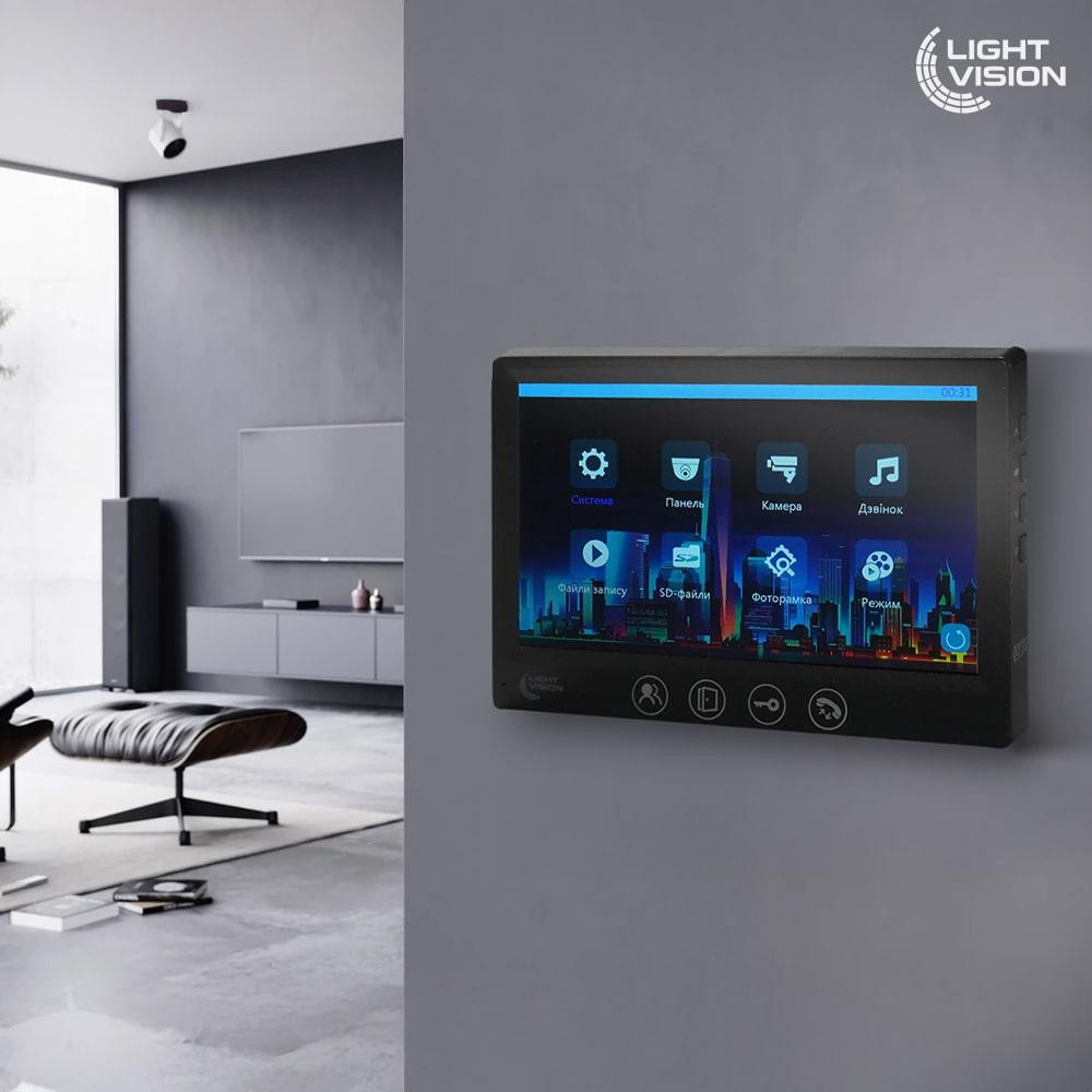 Комплект відеодомофона Light Vision з електрозамком: домофон 7" AMSTERDAM FHD Black, відеопанель 2Mp RIO FHD (RF) White зі Київ - фото 17