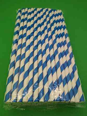 Соломка паперова трубочка уп/100штук Синя Харків