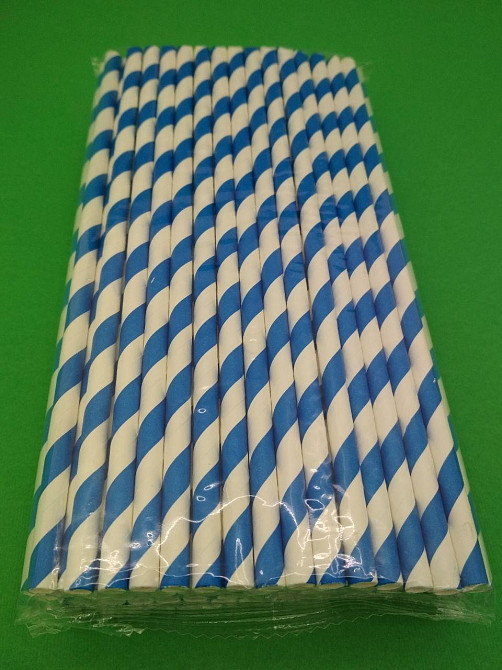 Соломка паперова трубочка уп/100штук Синя Харків - фото 1