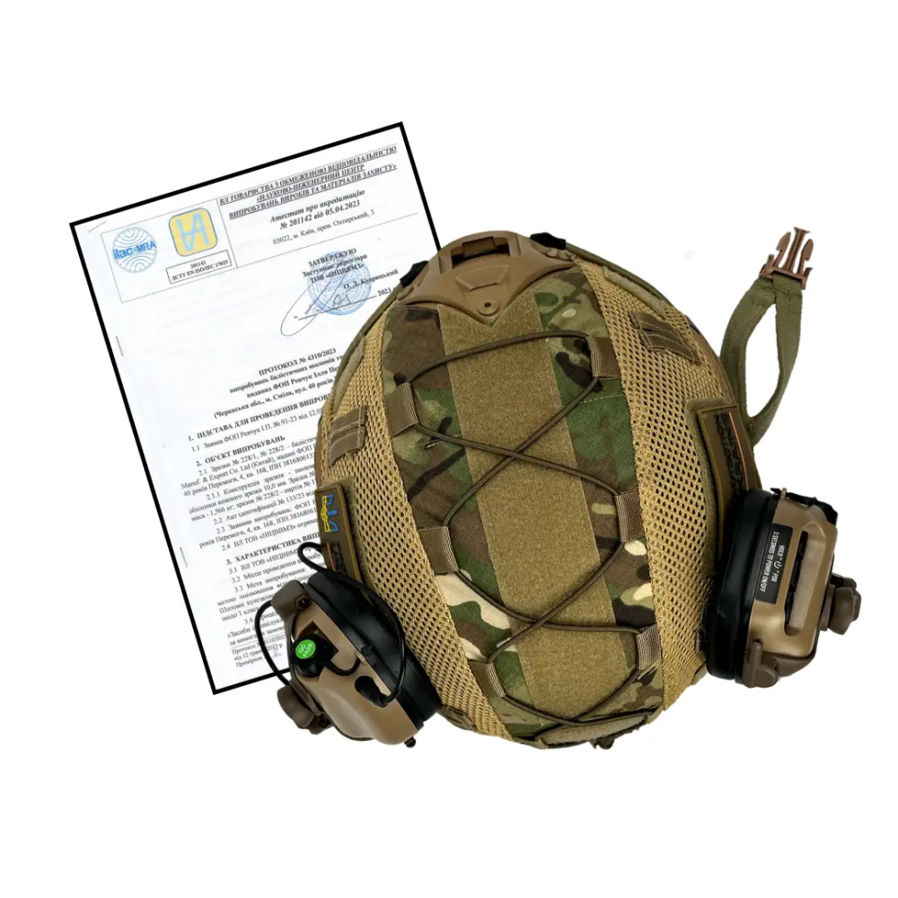 Тактичний комплект шолом Fast + кавер + навушники Earmor М31 + кріплення Чебурашка (Койот) L Вінниця - фото 8