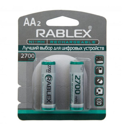 Акумулятори RABLEX HR6 RB-2700 ( 1.2V / 2700 mAh / Ni-MH / AA / блістер / 2 шт.) Київ - фото 1
