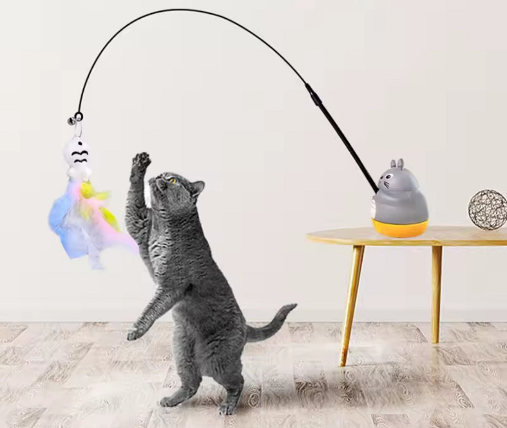 Интерактивная игрушка котик на палочке рыбка с колокольчиком 70 см разноцветный Київ - фото 10