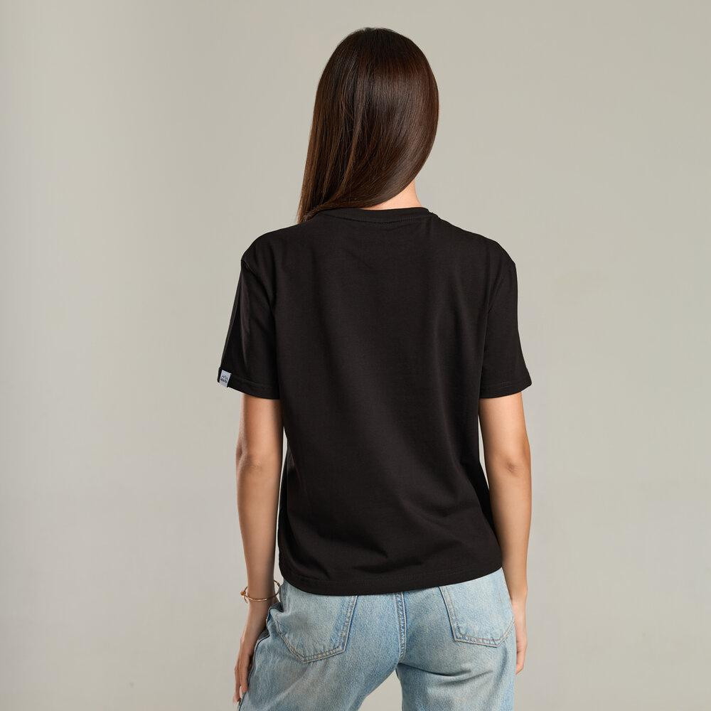 Черная базовая женская футболка Pobedov Freedom. Хлопковая женская футболка черная Киев - изображение 2