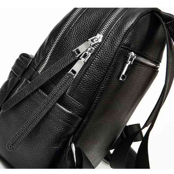 Жіночий шкіряний рюкзак міський 35х26х17, наплічник з натуральної шкіри, чорний Київ